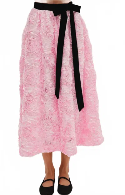 For Love & Lemons Nicolette Midi Skirt In Pink