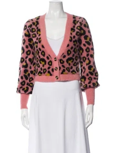 Pre-owned For Love & Lemons Nylon Animal Print Sweater In Pink