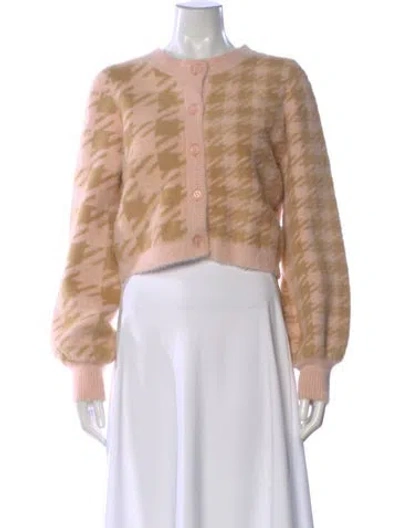 Pre-owned For Love & Lemons Nylon Houndstooth Print Sweater In Pink