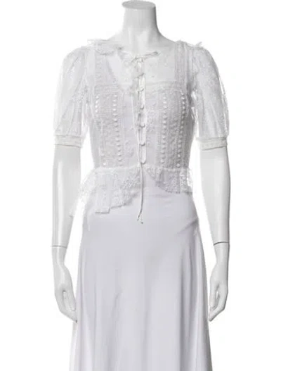Pre-owned For Love & Lemons Nylon Lace Pattern Blouse In Neutral