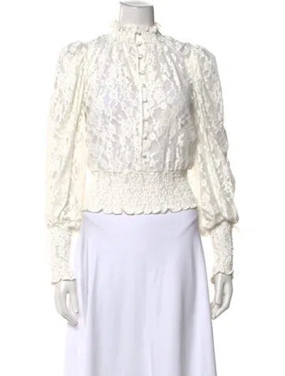 Pre-owned For Love & Lemons Nylon Lace Pattern Blouse In Neutrals