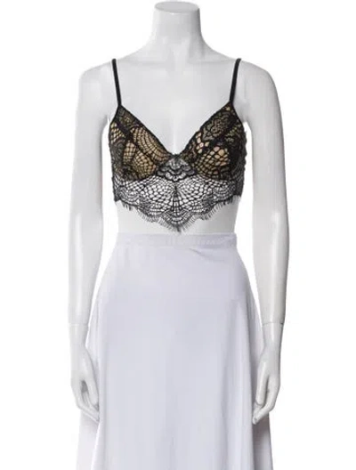 Pre-owned For Love & Lemons Nylon Lace Pattern Lounge Set In Black