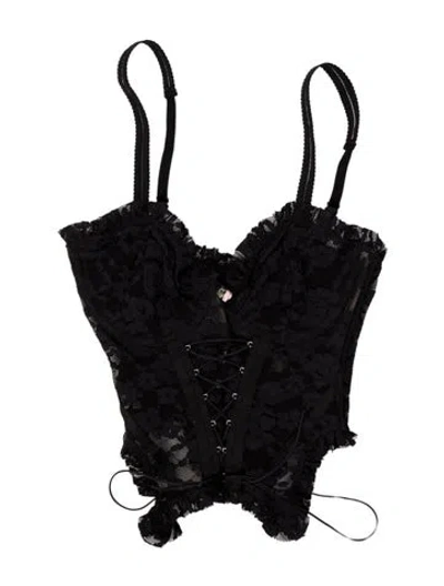 Pre-owned For Love & Lemons Nylon Lace Pattern Nightgown In Black