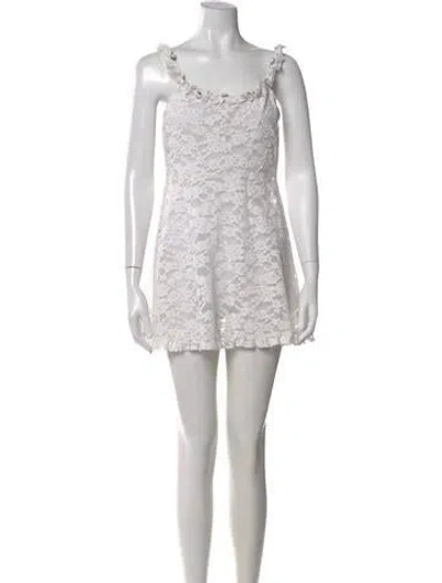 Pre-owned For Love & Lemons Nylon Lace Pattern Top In White