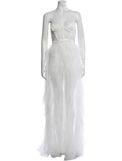 Pre-owned For Love & Lemons Nylon Long Dress In White
