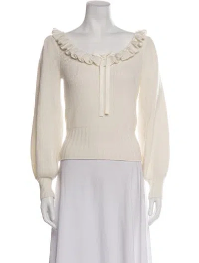 Pre-owned For Love & Lemons Nylon Off-the-shoulder Sweater In Neutrals