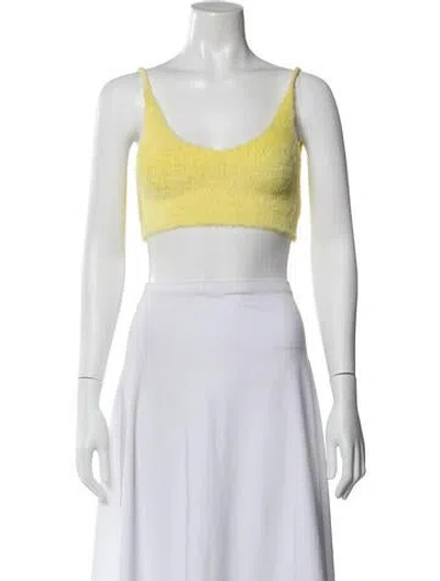 Pre-owned For Love & Lemons Nylon Scoop Neck Crop Top In Neutral