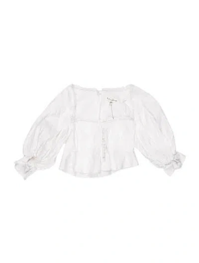 Pre-owned For Love & Lemons Off-the-shoulder Long Sleeve Blouse In White