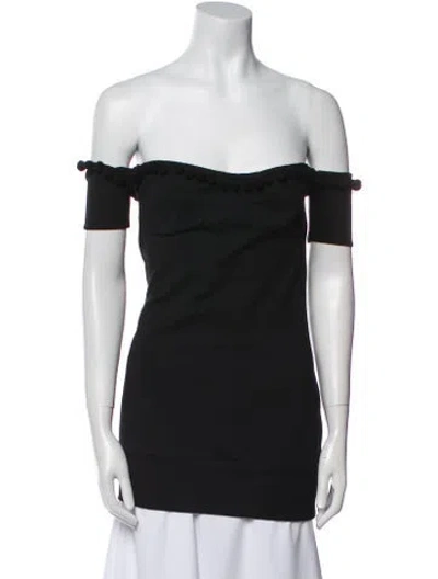 Pre-owned For Love & Lemons Off-the-shoulder Short Sleeve Top In Black