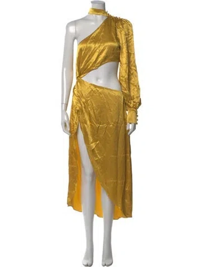 Pre-owned For Love & Lemons One-shoulder Long Dress In Yellow