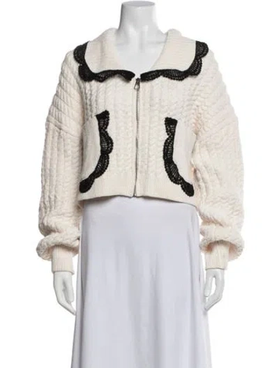 Pre-owned For Love & Lemons Open Front Sweater In White