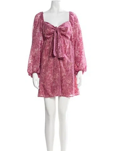 Pre-owned For Love & Lemons Paisley Print Mini Dress In Pink