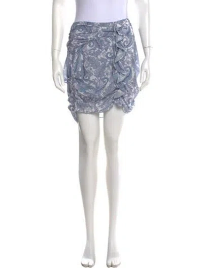 Pre-owned For Love & Lemons Paisley Print Mini Skirt In Blue
