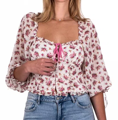 For Love & Lemons Patchwork Etienne Top In Pink
