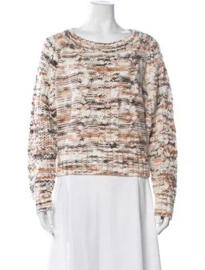 Pre-owned For Love & Lemons Patterned Crew Neck Sweater In Neutral