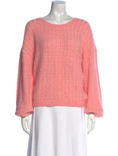 Pre-owned For Love & Lemons Patterned Crew Neck Sweater In Pink