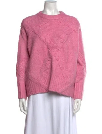 Pre-owned For Love & Lemons Patterned Crew Neck Sweater In Pink