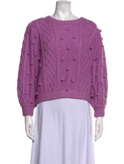 Pre-owned For Love & Lemons Patterned Crew Neck Sweater In Purple