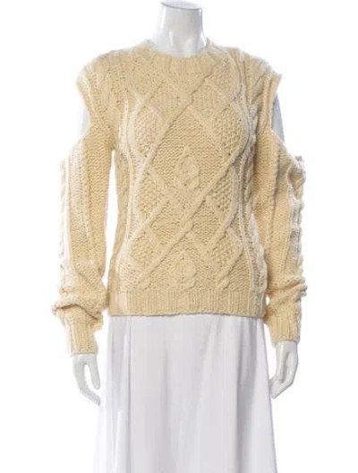 Pre-owned For Love & Lemons Patterned Crew Neck Sweater In Yellow