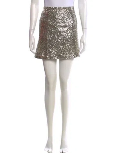 Pre-owned For Love & Lemons Patterned Mini Skirt In Gold