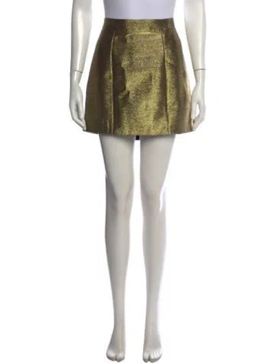 Pre-owned For Love & Lemons Patterned Mini Skirt In Gold
