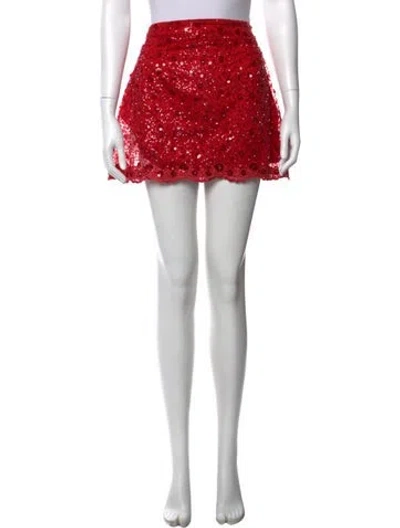 Pre-owned For Love & Lemons Patterned Mini Skirt In Red