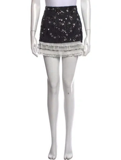 Pre-owned For Love & Lemons Patterned Mini Skirt W/ Tags In Black