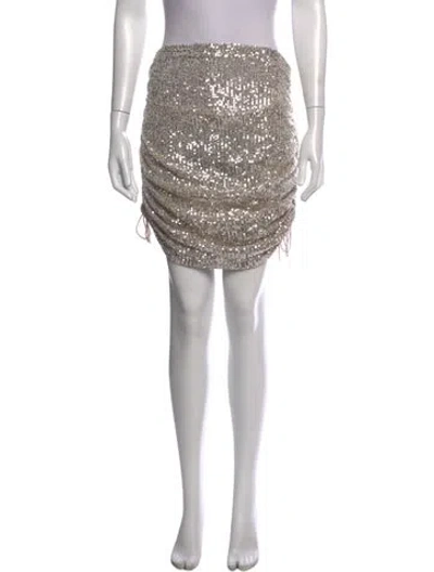 Pre-owned For Love & Lemons Patterned Mini Skirt W/ Tags In Gold