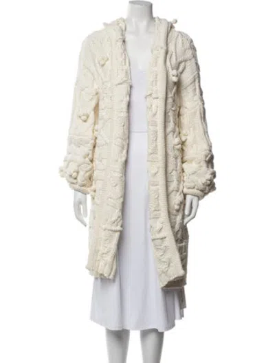 Pre-owned For Love & Lemons Patterned Open Front Sweater In Neutrals