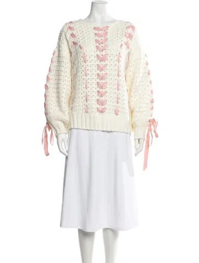 Pre-owned For Love & Lemons Patterned Scoop Neck Sweater W/ Tags In Neutrals