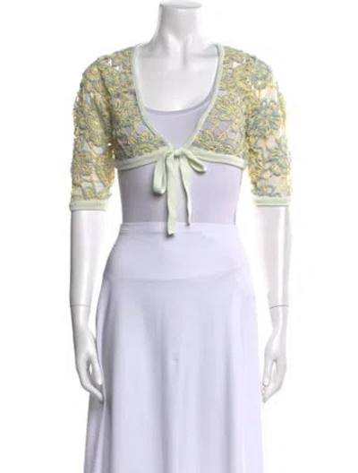 Pre-owned For Love & Lemons Patterned V-neck Sweater W/ Tags In Neutral