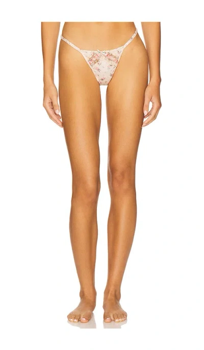 For Love & Lemons Peaches & Cream Thong Panty In Pink