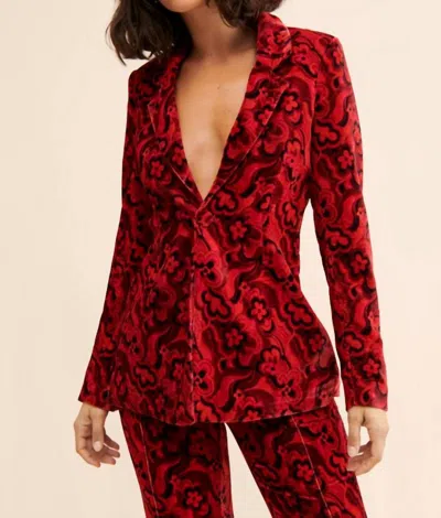 For Love & Lemons Penny Psychedelic Floral Print Blazer In Red