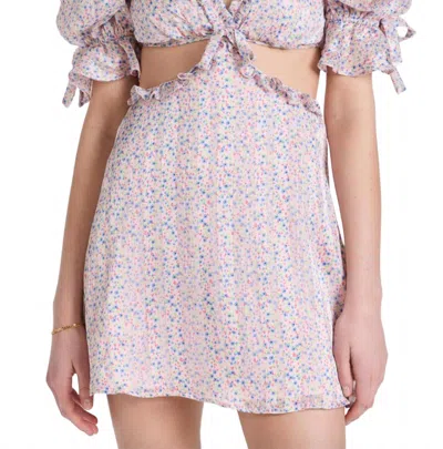 For Love & Lemons Phoebe Floral-print Cutout Satin Chiffon Mini Dress In Blue Floral In Multi