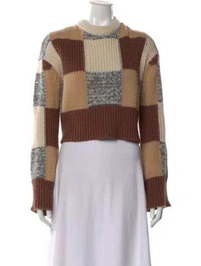 Pre-owned For Love & Lemons Plaid Print Crew Neck Sweater In Multi