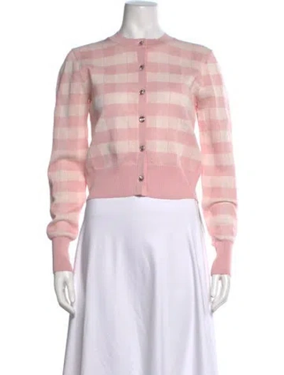 Pre-owned For Love & Lemons Plaid Print Crew Neck Sweater In Pink