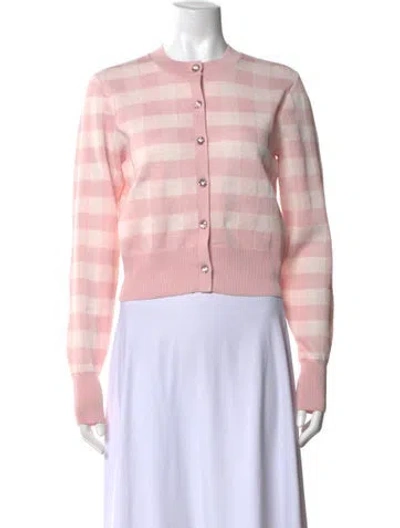 Pre-owned For Love & Lemons Plaid Print Crew Neck Sweater W/ Tags In Pink
