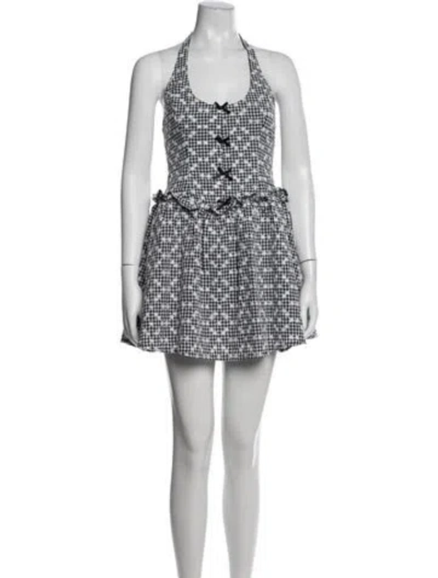 Pre-owned For Love & Lemons Plaid Print Mini Dress In Black