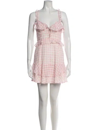 Pre-owned For Love & Lemons Plaid Print Mini Dress In Pink