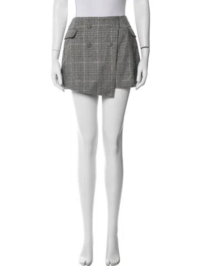 Pre-owned For Love & Lemons Plaid Print Mini Shorts In Brown