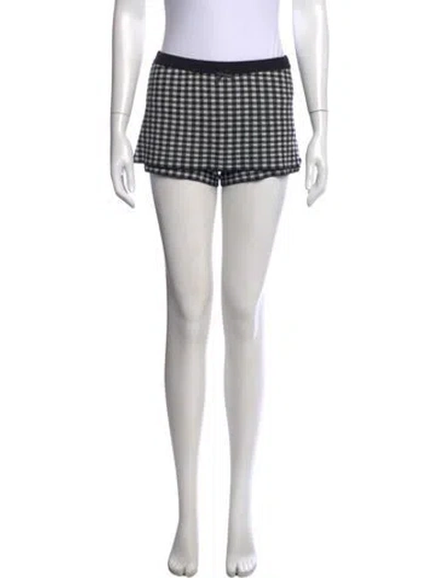 Pre-owned For Love & Lemons Plaid Print Mini Shorts W/ Tags In White