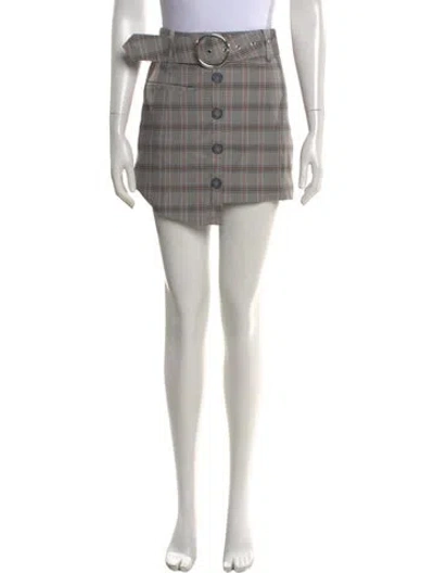 Pre-owned For Love & Lemons Plaid Print Mini Skirt In Gray