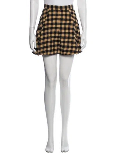 Pre-owned For Love & Lemons Plaid Print Mini Skirt In Multi