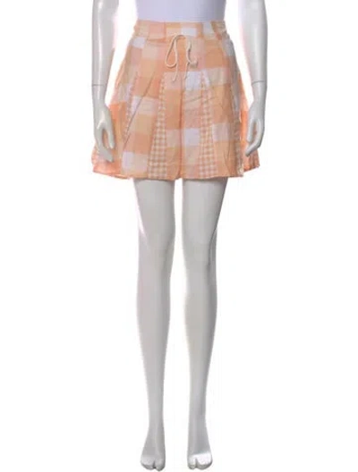 Pre-owned For Love & Lemons Plaid Print Mini Skirt In Neutral