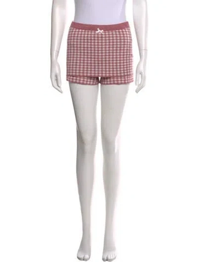 Pre-owned For Love & Lemons Plaid Print Mini Skirt In Pink