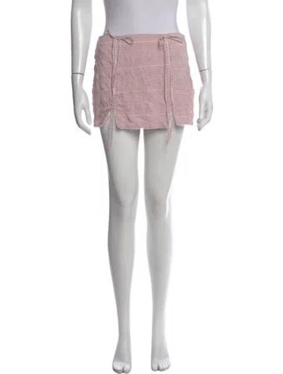 Pre-owned For Love & Lemons Plaid Print Mini Skirt In Pink
