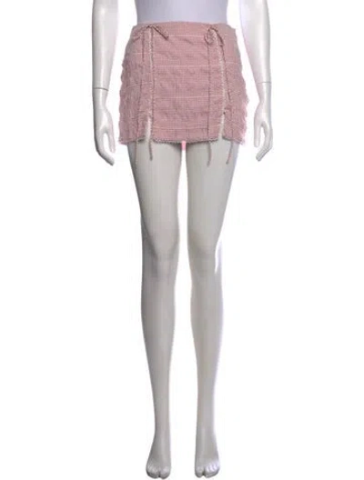 Pre-owned For Love & Lemons Plaid Print Mini Skirt In Pink