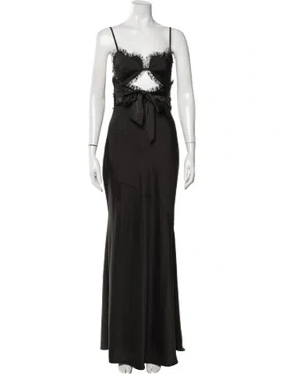 Pre-owned For Love & Lemons Plunge Neckline Long Dress In Black