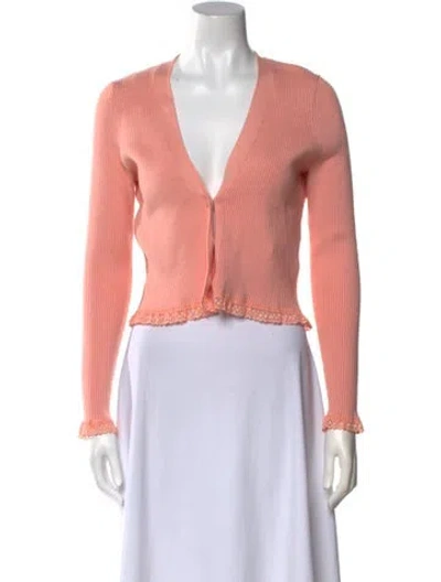Pre-owned For Love & Lemons Plunge Neckline Sweater In Pink