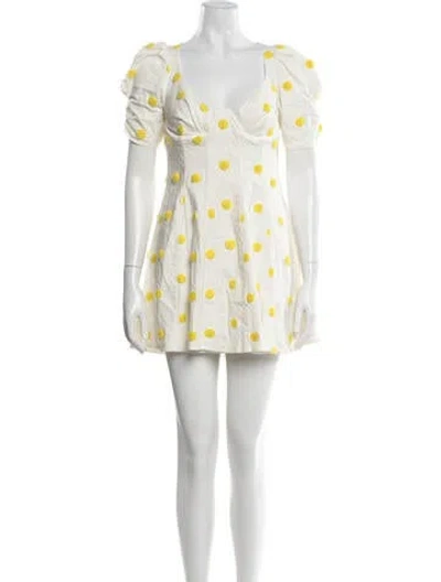 Pre-owned For Love & Lemons Polka Dot Print Mini Dress In Neutrals